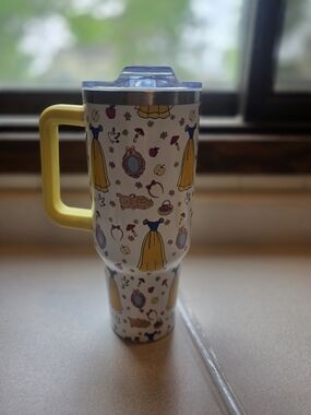 Yellow-Handle Princess Themed Travel Tumbler